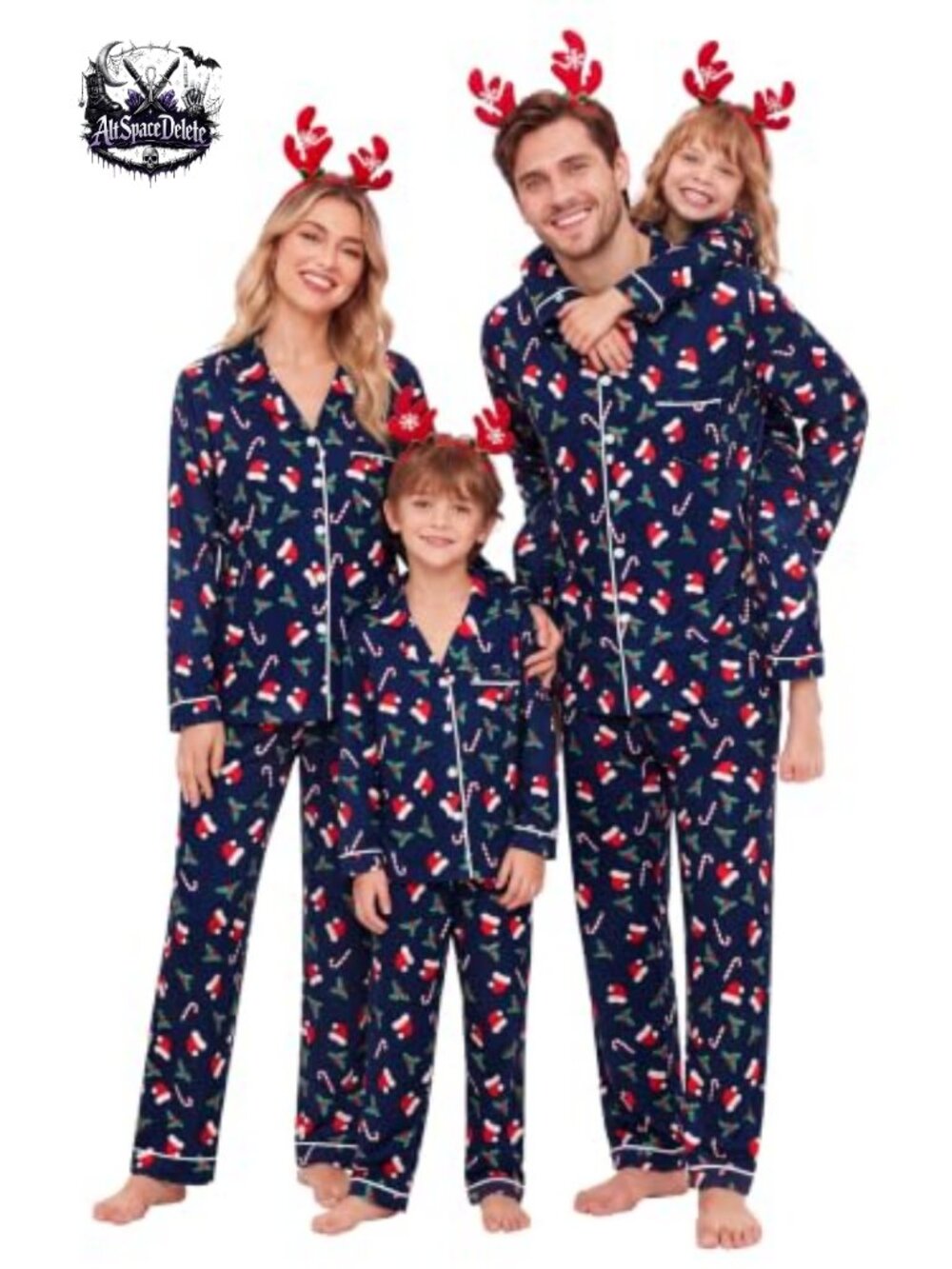 Modal Christmas Family Matching Pajama Set Button Down Long Sleeve Sleepwear